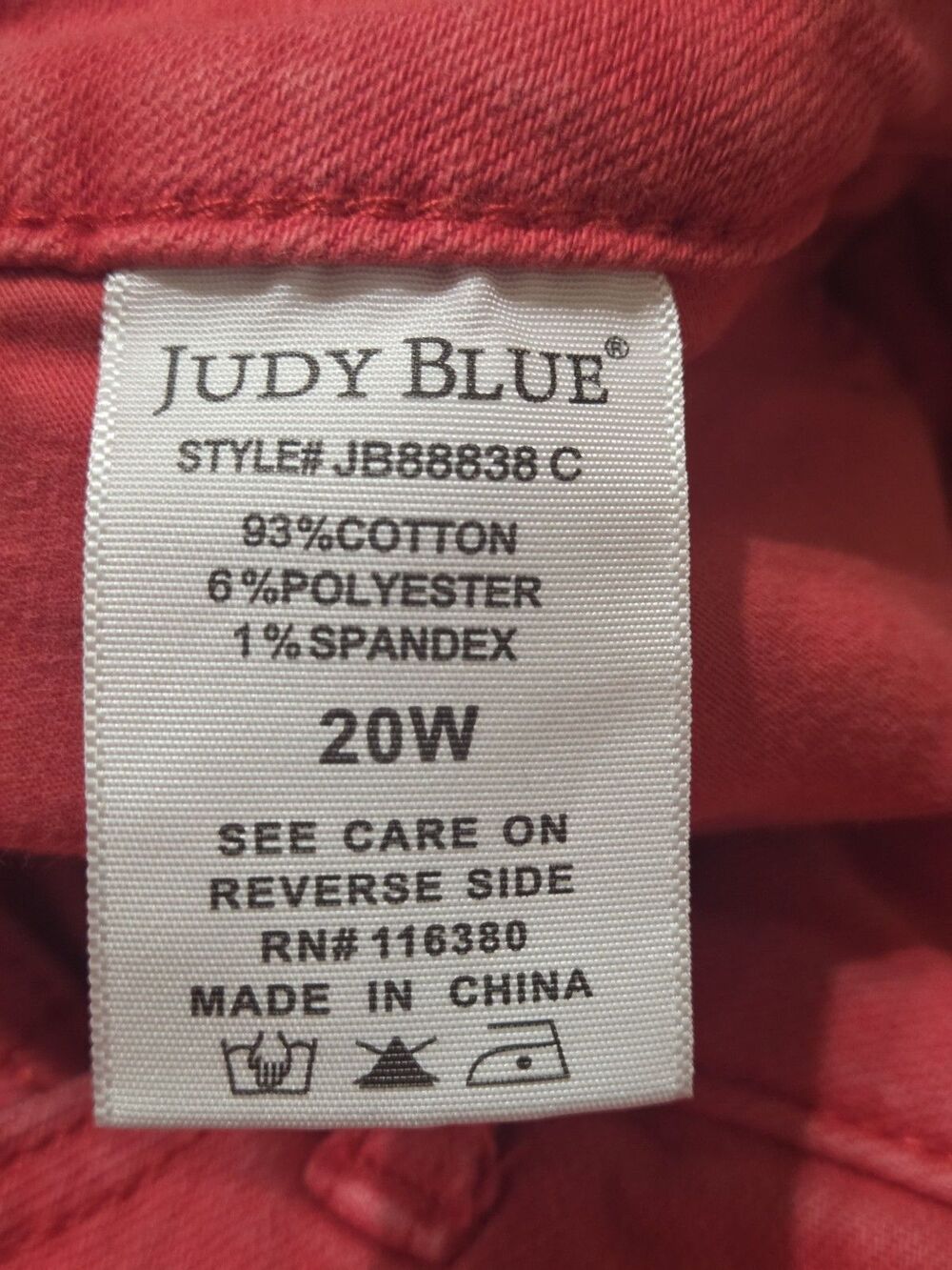 Judy Blue Wide Leg Cropped Jeans Red Garment Dyed Raw Hem High Rise 20W F14.1 - Picture 8 of 10